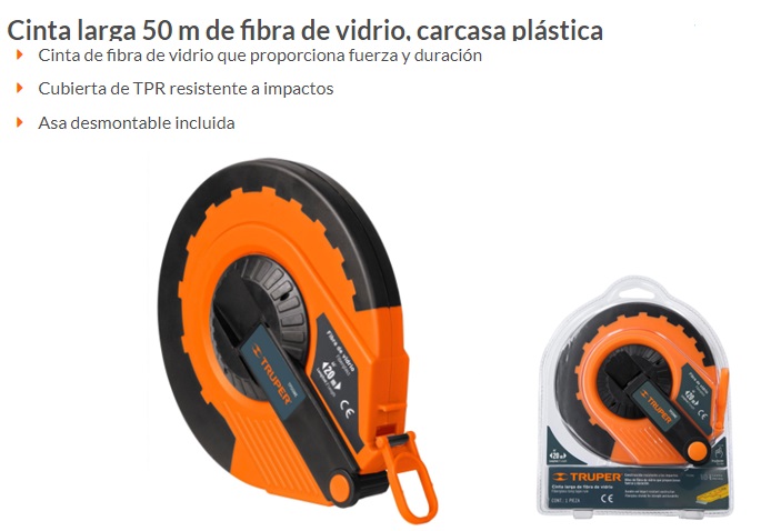 Cinta metrica de fibra de vidrio 50 metros Truper TFC-50ME, Materiales De  Construcción