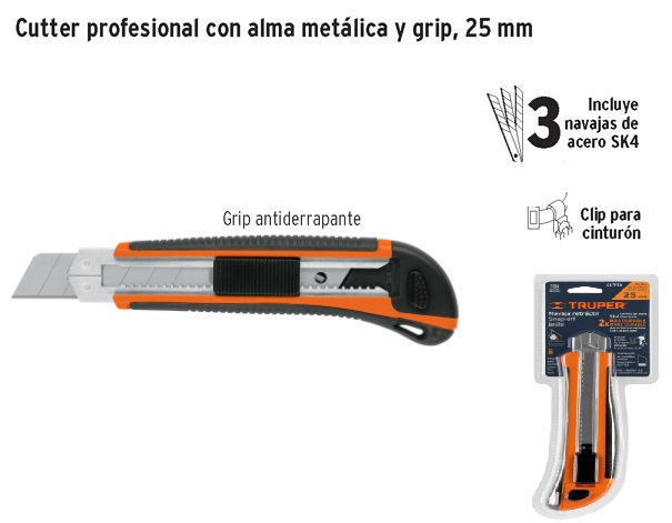 Cutter Profesional Con Alma Metalica Y Grip 18MM Truper 16977