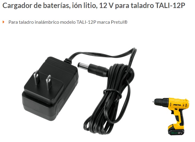 Cargador de baterías, ion litio, 12 V para taladro TALI-12P